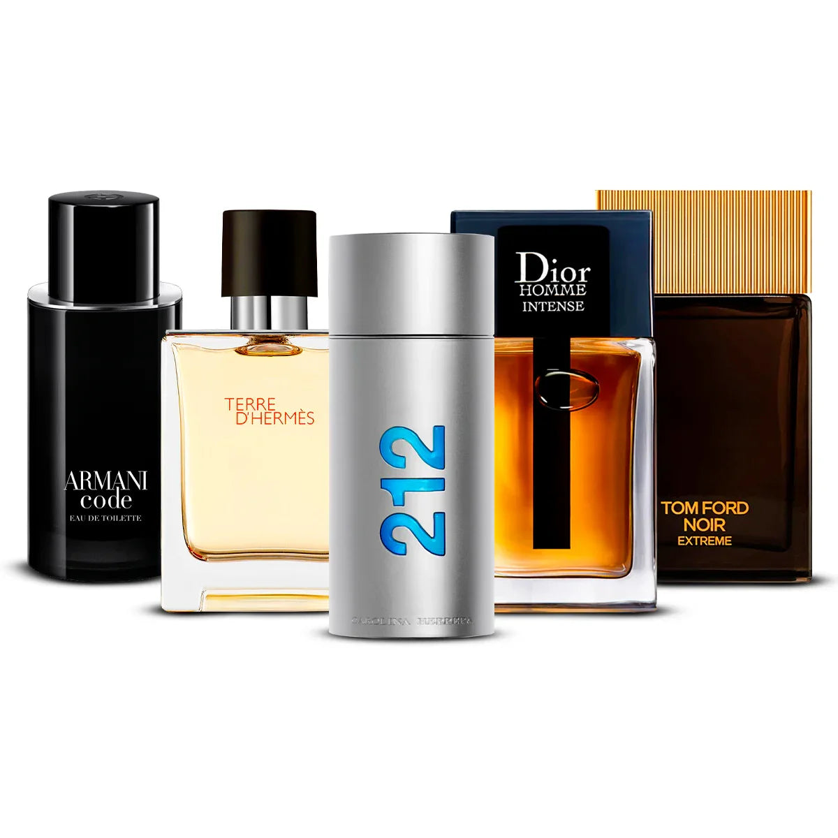 Combo de 5 perfumes | Armani Code + Invictus + Dior Homme Intense + Bleu de Chanel + Terre d'Hermès