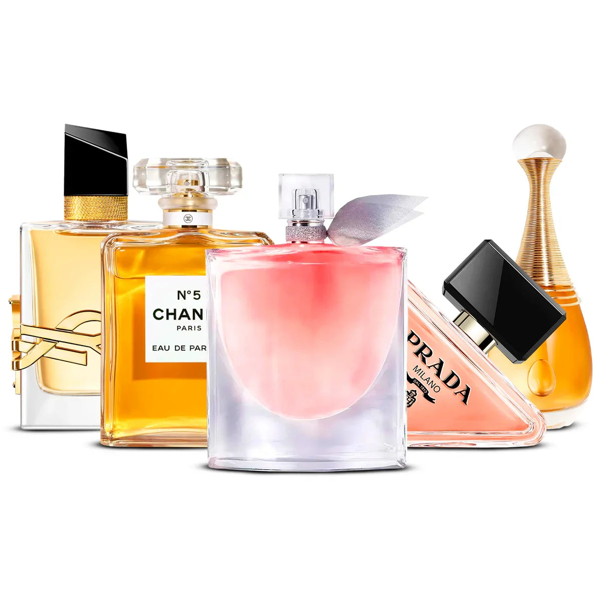 Combo de 5 perfumes | Libre + Chanel N°5 + La Vie Est Belle + Paradoxe + J'adore