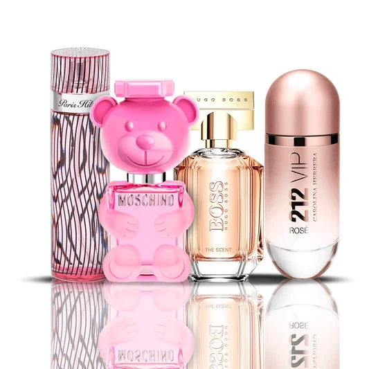 Combo de 4 perfumes | 212 VIP Rosé + Bubble Gum + Boss The Scent + Paris Hilton